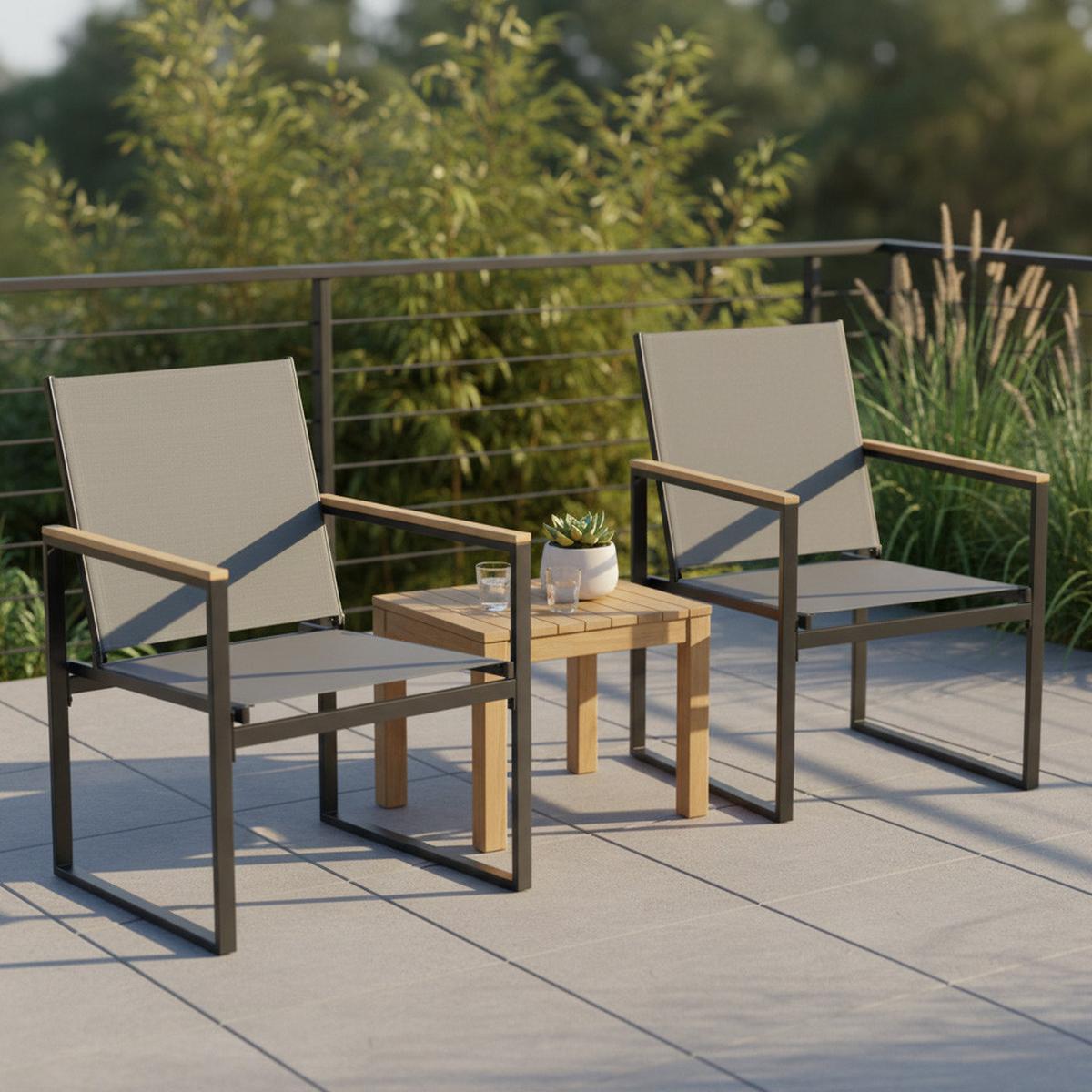 Gartenstuhl-Set Volasi 2er-Set ca. 54x83 cm Anthrazit - Honigeiche/Anthrazit, MODERN, Holzwerkstoff/Kunststoff (54/83/65cm) - Gardenson