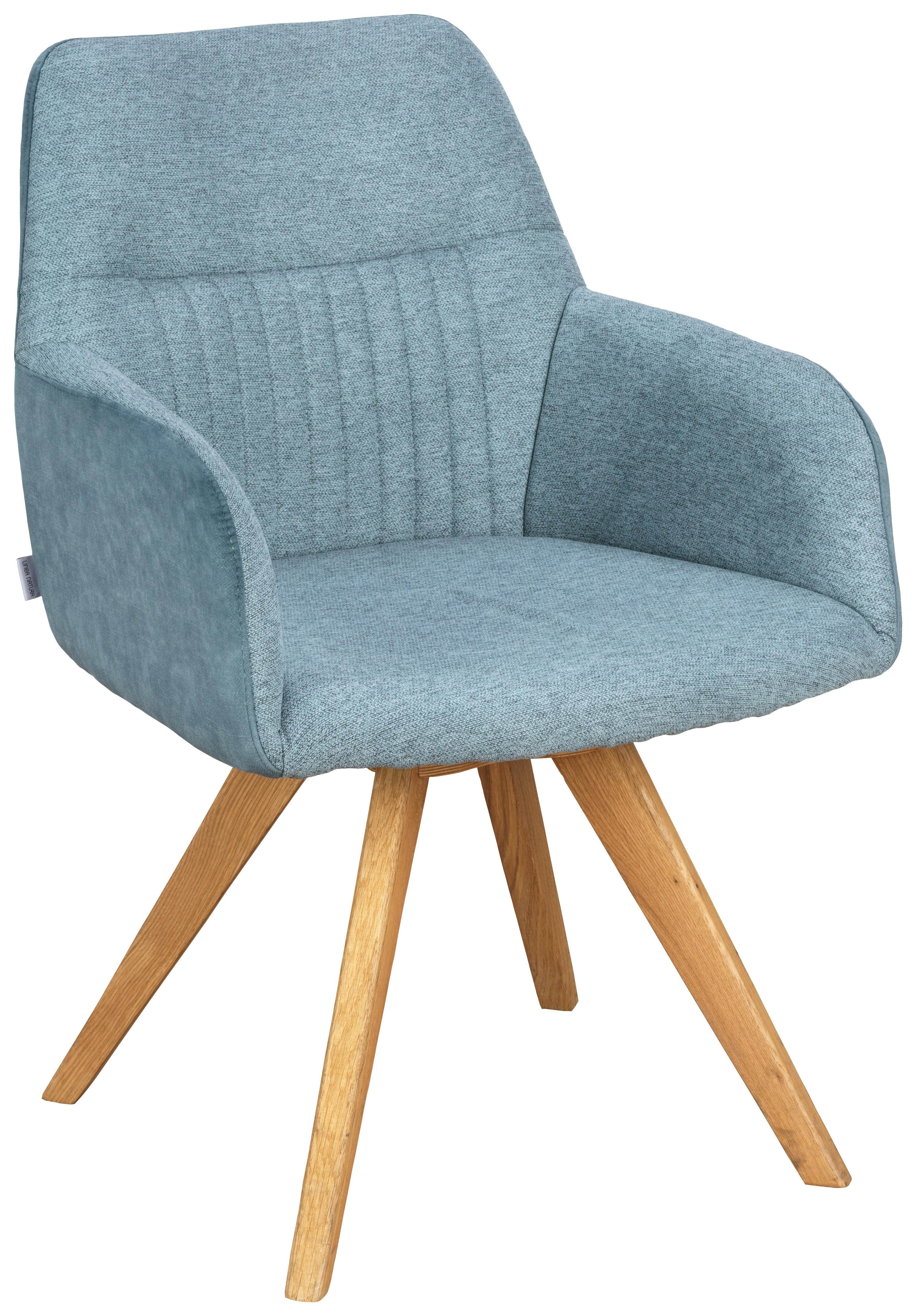 KRZESŁO Z PODŁOKIETNIKAMI VERONA - kolor dębowy/jadeitowa zieleń, Konventionell, drewno/tkanina (61/88/69cm) - Linea Natura