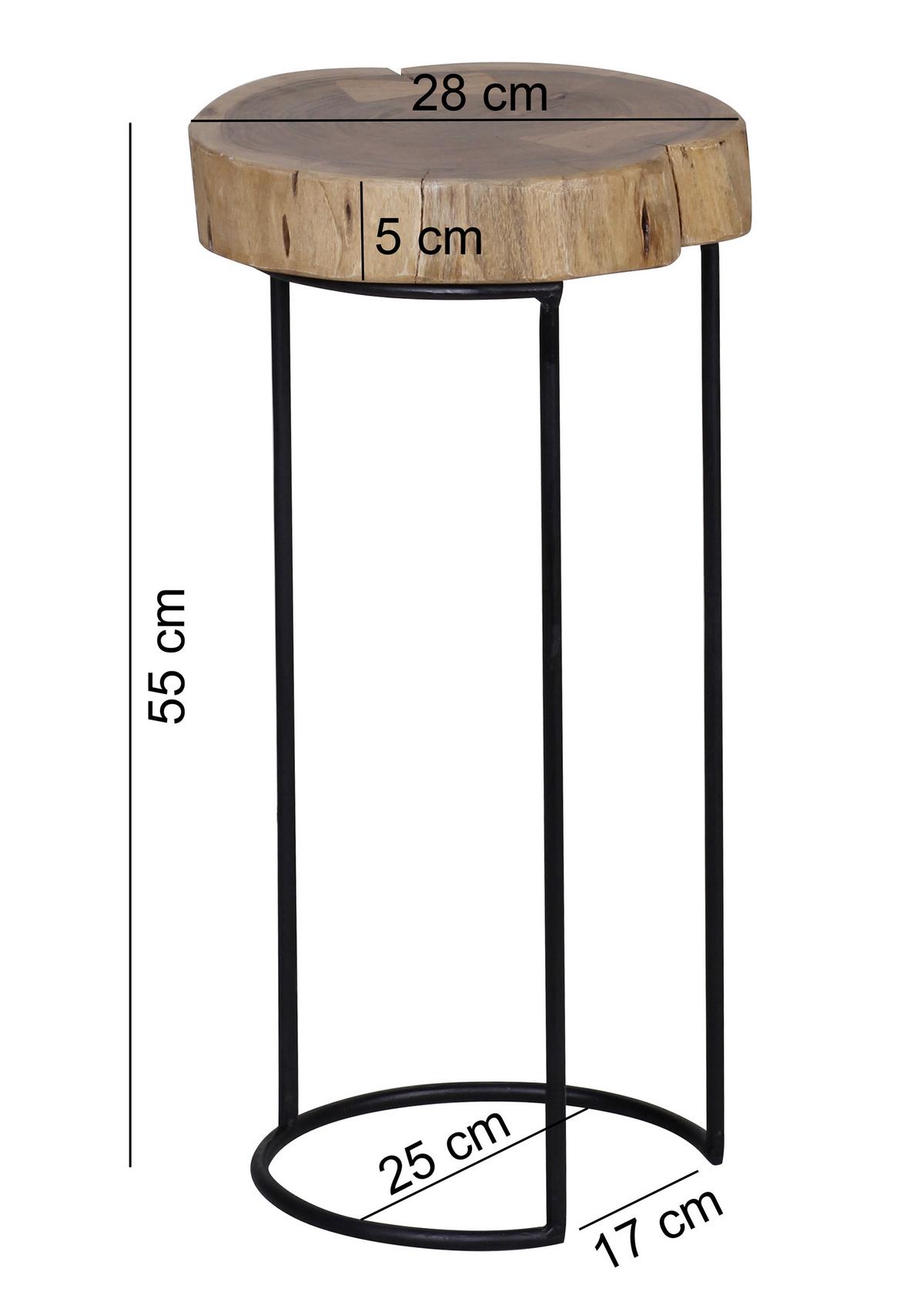 Mizica Akola - črna/barve akacije, Design, kovina/les (28/28/55cm) - MID.YOU