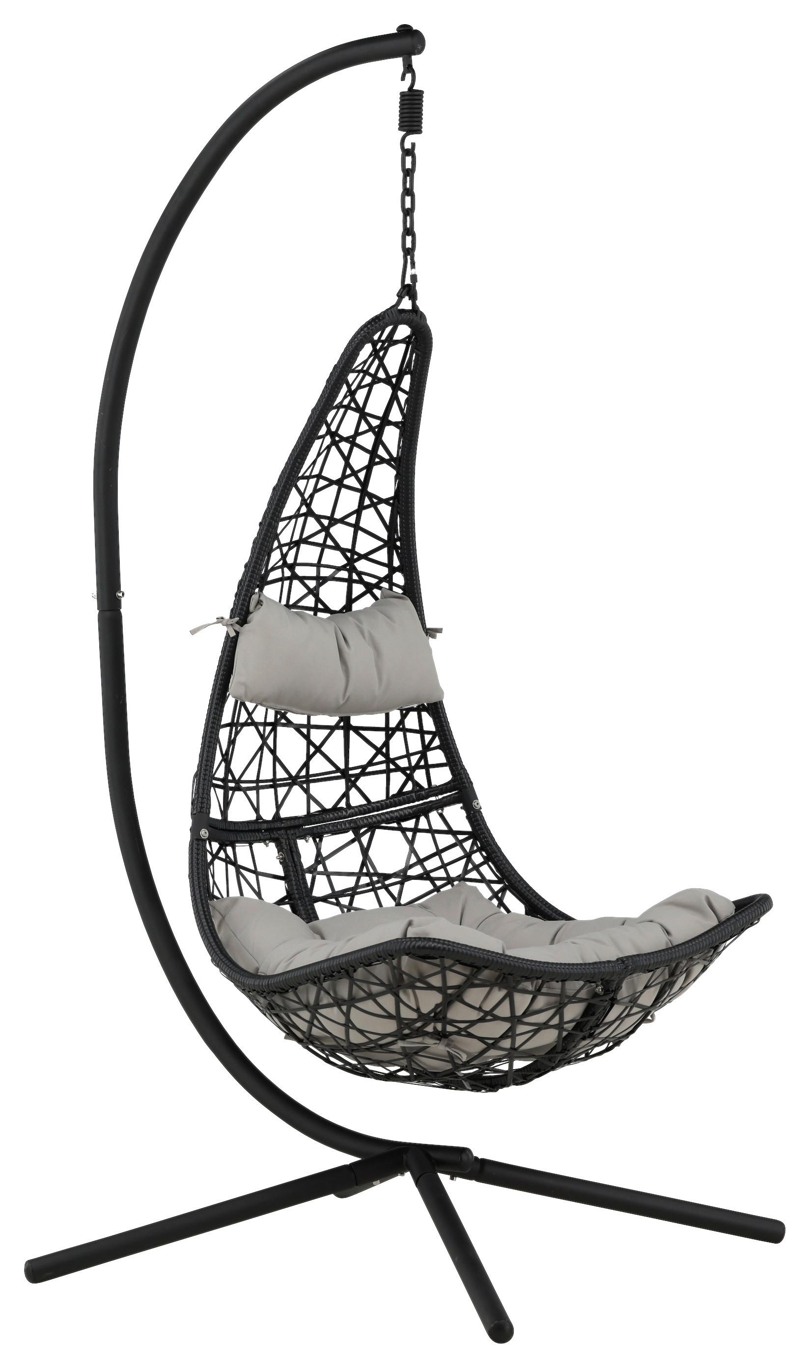 Hängestuhl Edinburgh ca. 132x205 cm Grau/Schwarz - Schwarz/Grau, KONVENTIONELL, Kunststoff (132/205/130cm) - Gardenson