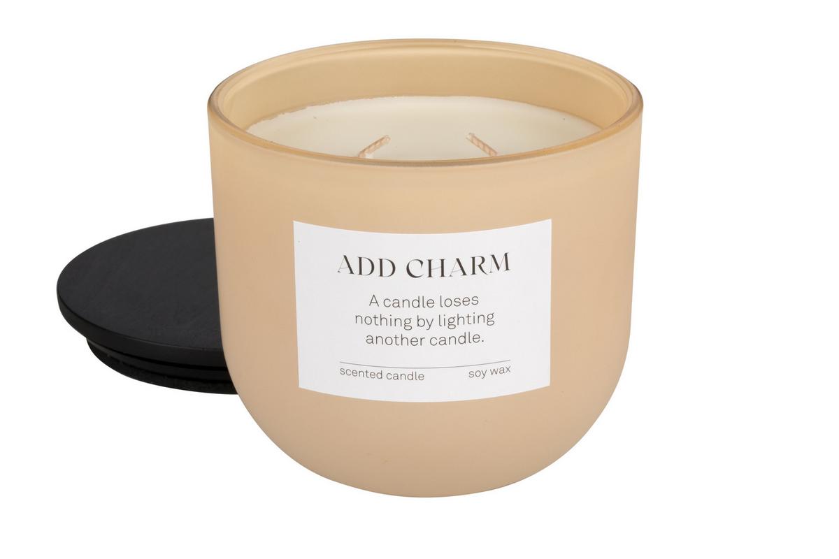 Lumânare în pahar de sticlă Camilla - maro/roz aprins, Modern, sticlă/materiale naturale (10/9cm) - Mömax