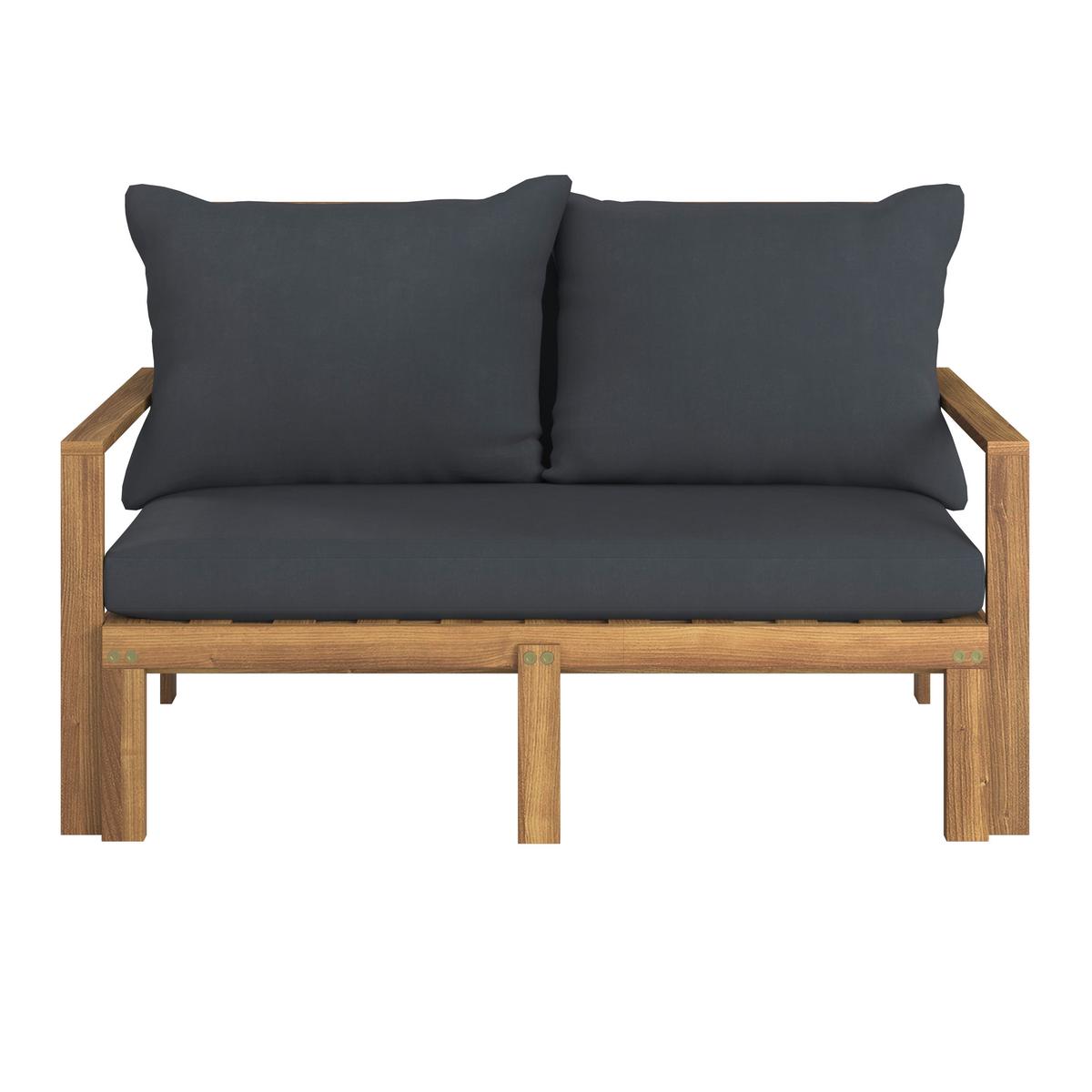 Sonneninsel Pia Dunkelgrau Akazie/Outdoorstoff - Dunkelgrau, MODERN, Holz/Textil (130/75/80-130cm) - Bessagi Garden