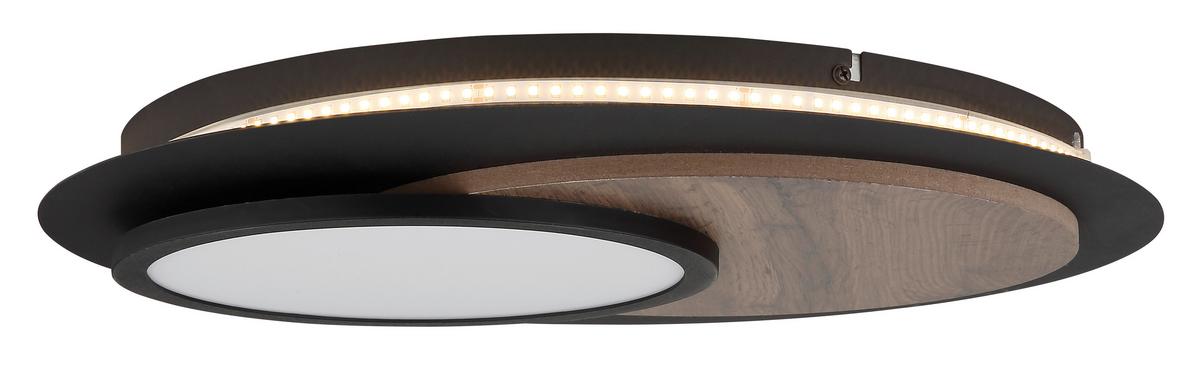 LED-DECKENLEUCHTE 67351-24 KORY - Weiss/Dunkelbraun, Natur, Holzwerkstoff/Kunststoff (48/5,6cm) - Globo