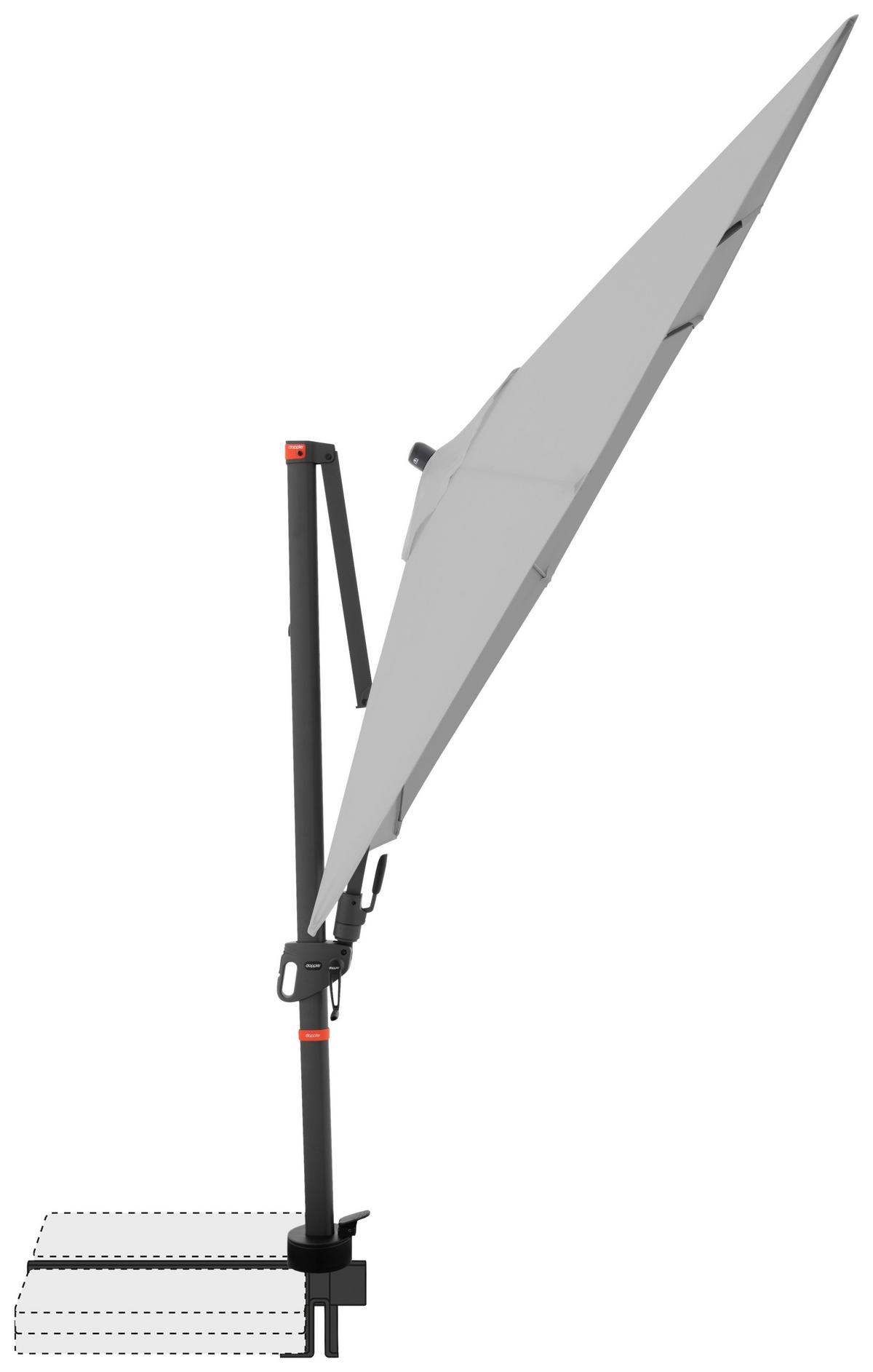 Ampelschirm Myzone Hellgrau ca. 210x210cm - Anthrazit/Hellgrau, Basics, Textil/Metall (210/210cm) - Doppler