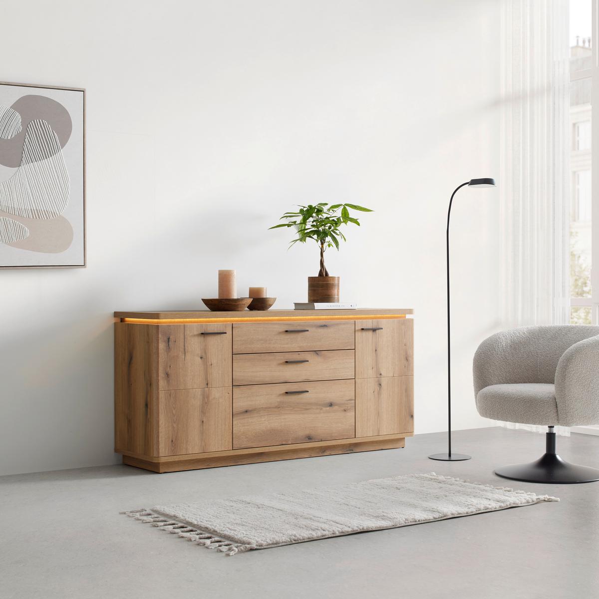 Sideboard Alameda Eichefarben - Eichefarben/Anthrazit, MODERN, Holzwerkstoff/Metall (170/81/44cm) - Mömax