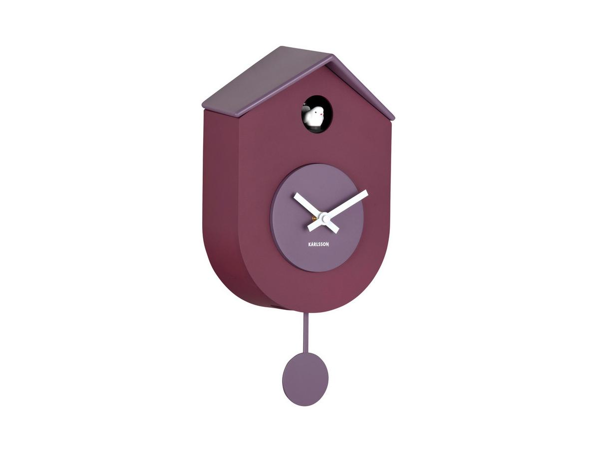 ZEGAR ŚCIENNY GRATO CUCKOO - jeżynowy, Basics, tworzywo sztuczne (17.5/9/33cm) - Karlsson