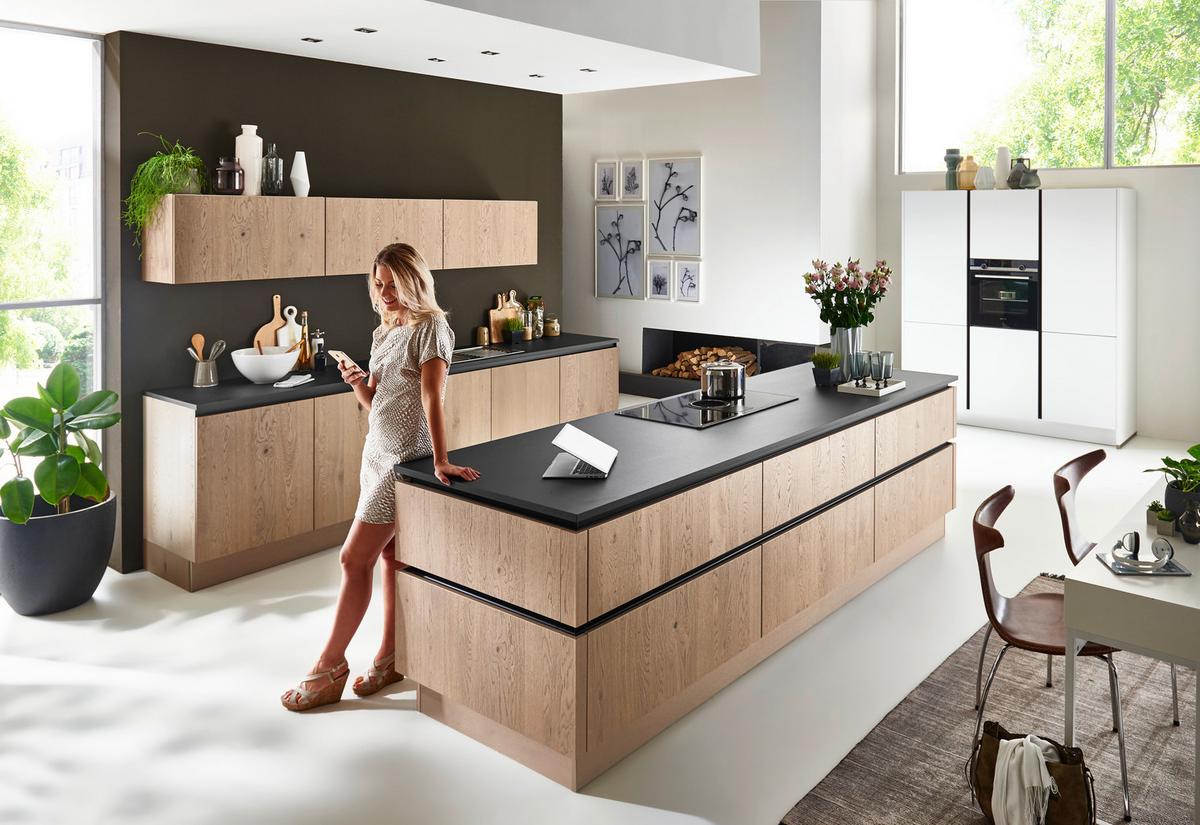 Einbauküche Tavola Plus in Weiß/Eichefarben - Weiss/Eichefarben, Modern, Holzwerkstoff - Dieter Knoll